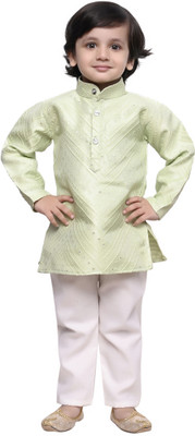 Kuwarsha Boys Festive & Party Kurta and Pyjama Set(Light Green Pack of 1)