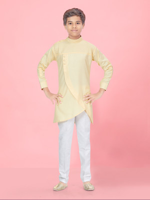 Aarika Boys Festive & Party Kurta and Pyjama Set(Yellow Pack of 1)