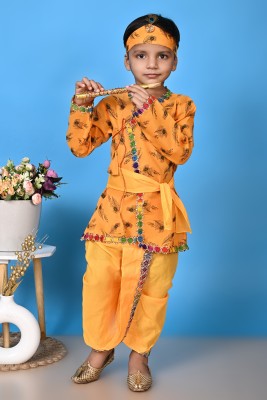 MARKWOOD FASHION Baby Boys Festive & Party Dhoti & Kurta Set(Yellow Pack of 1)