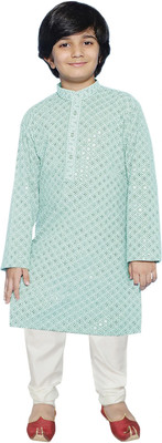SG YUVRAJ Boys Festive & Party Kurta and Pyjama Set(Blue Pack of 1)