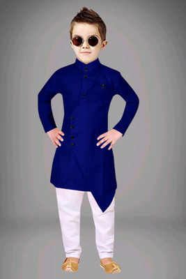 TRUST OUS Boys Festive & Party Kurta and Churidar Set(Blue Pack of 1)