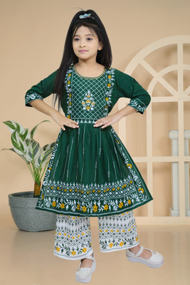 FASHIONMART Girls Festive & Party Kurta and Palazzo Set(Multicolor Pack of 1)
