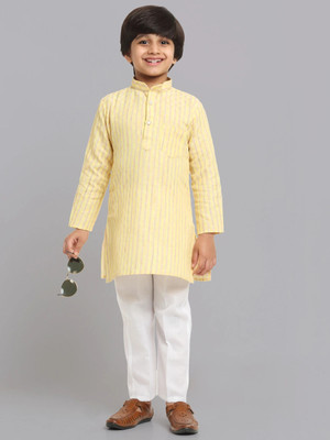 CENSAL Boys Formal Kurta and Pyjama Set(Yellow Pack of 1)