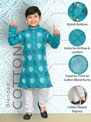 Take Style Boys Festive & Party, Wedding Kurta and Pyjama Set(Green Pack of 1)