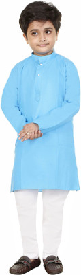 FG FASHION Boys Festive & Party, Wedding Kurta and Dhoti Pant Set(Blue Pack of 1)