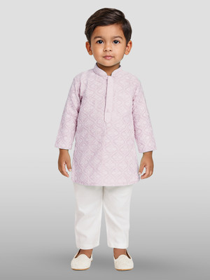 jbn CREATION Boys Casual Kurta and Pyjama Set(Pink Pack of 1)