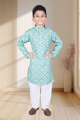 Ganesh Creation Boys Festive & Party Kurta and Pyjama Set(Multicolor Pack of 1)