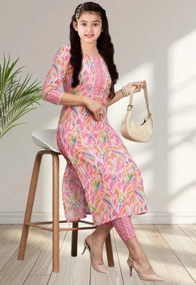 Various Vault Girls Casual Kurta and Churidar Set(Light Blue Pack of 1)