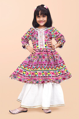 Agnivesha Baby Girls Festive & Party Kurta and Palazzo Set(Pink Pack of 1)