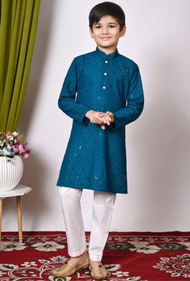 VADLI FASHION Baby Boys Festive & Party, Wedding Kurta and Pyjama Set(Light Blue Pack of 1)