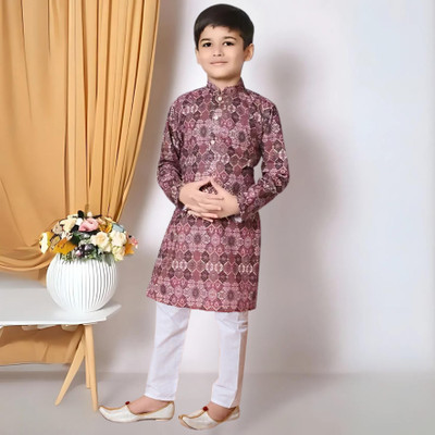 DIGIFASHION Boys Festive & Party Kurta and Pyjama Set(Pink Pack of 1)