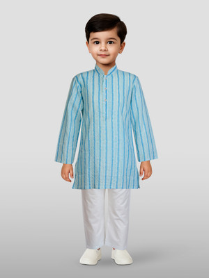 jbn CREATION Boys Casual Kurta and Pyjama Set(Blue Pack of 1)