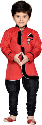 AJ Dezines Boys Festive & Party Sherwani and Churidar Set(Red Pack of 1)