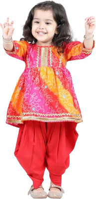 JEXPORT Baby Girls Festive & Party, Wedding Kurta and Dhoti Pant Set(Red Pack of 1)