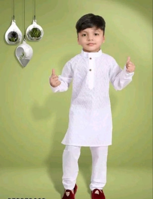 ONLINE COLLETION Baby Boys Festive & Party Kurta and Pyjama Set(White Pack of 1)