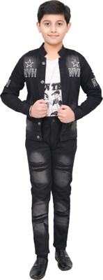 Paras Traders Boys Festive & Party, Formal Shirt, Waistcoat and Pant Set(Black Pack of 1)