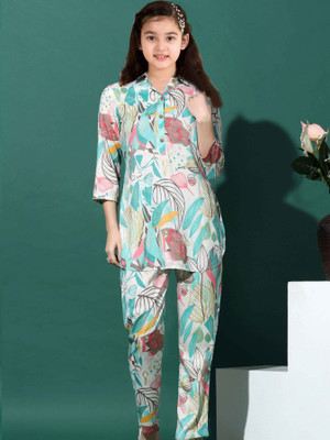 Heerkaart Girls Casual, Festive & Party Kurta and Trouser Set(Multicolor Pack of 1)