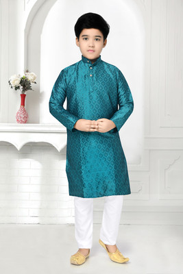 Brofun Boys Festive & Party Kurta and Pyjama Set(Blue Pack of 1)