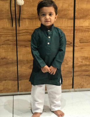 Ganesh Creation GC Boys Festive & Party Kurta and Pyjama Set(Green Pack of 1)