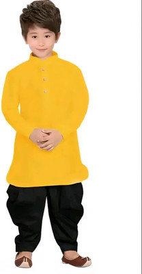 BDIVINE Boys Festive & Party Kurta and Dhoti Pant Set(Yellow Pack of 1)