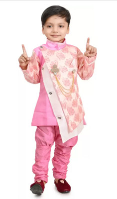 VDress Baby Boys Festive & Party Kurta and Pyjama Set(Pink Pack of 1)