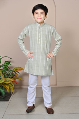 BT DEZINES Boys Festive & Party Kurta and Pyjama Set(Light Green Pack of 1)