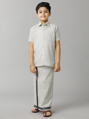 Ramraj Cotton Baby Boys Wedding Shirt & Dhoti Set(Light Green Pack of 1)