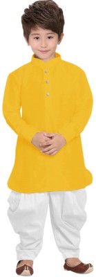 TRUST OUS Boys Festive & Party Kurta and Dhoti Pant Set(Yellow Pack of 1)