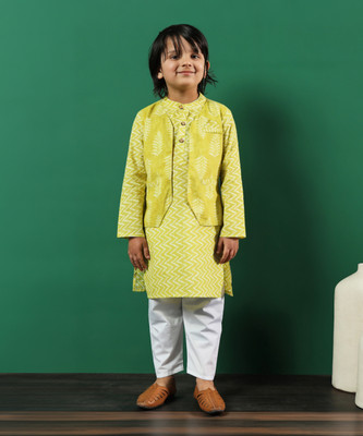 Readiprint Fashions Boys Festive & Party Kurta and Pyjama Set(Green Pack of 1)