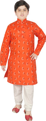 SG YUVRAJ Boys Casual Kurta and Pyjama Set(Orange Pack of 1)