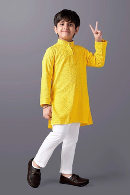 SHREEJI ENTERPRISE Boys Festive & Party, Wedding Kurta and Pyjama Set(Yellow Pack of 1)