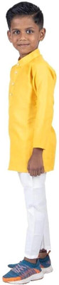 VC FASHION HUB Baby Boys Festive & Party Kurta and Pyjama Set(Yellow Pack of 1)
