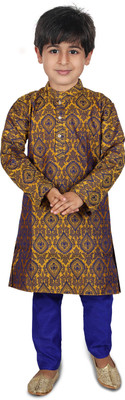 Vanraj Boys Festive & Party Kurta and Pyjama Set(Yellow Pack of 1)