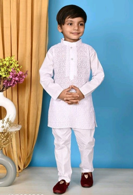ONLINE COLLETION Baby Boys Festive & Party Kurta and Pyjama Set(White Pack of 1)