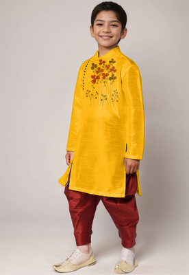 DEVOILER Boys Festive & Party Kurta and Dhoti Pant Set(Yellow Pack of 1)