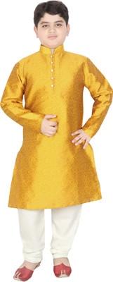 SG YUVRAJ Boys Festive & Party Kurta and Pyjama Set(Yellow Pack of 1)