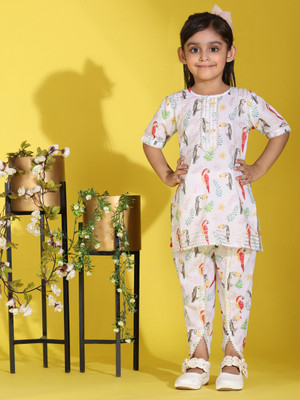 maaesa Girls Casual, Festive & Party Kurta and Dhoti Pant Set(White Pack of 1)