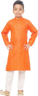 DIGIFASHION Boys Casual Kurta and Pyjama Set(Orange Pack of 1)