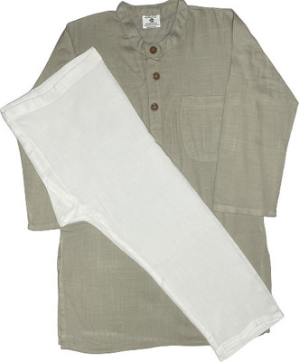 JAIPUR RAJWADA Boys Casual Kurta and Pyjama Set(Beige Pack of 1)