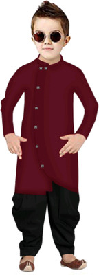 TRUST OUS Boys Festive & Party Dhoti & Kurta Set(Maroon Pack of 1)