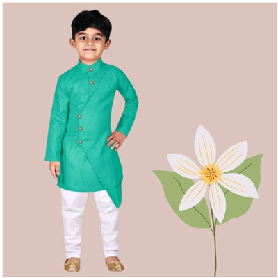 VC FASHION HUB Baby Boys Festive & Party Kurta and Pyjama Set(Green Pack of 1)