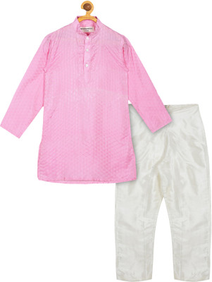 Sethukrishna Boys Festive & Party Kurta and Pyjama Set(Pink Pack of 1)