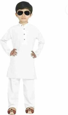 HouseOfCommon Boys Casual Kurta and Pyjama Set(White Pack of 2)
