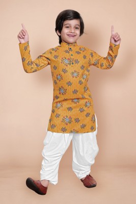 Fashion Dream Boys Festive & Party Dhoti & Kurta Set(Yellow Pack of 1)