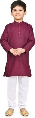 Royall Collection Boys Casual Kurta and Pyjama Set(Purple Pack of 1)