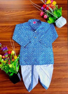 PARROT COLLECTION Baby Boys Casual Kurta and Pyjama Set(Blue Pack of 1)