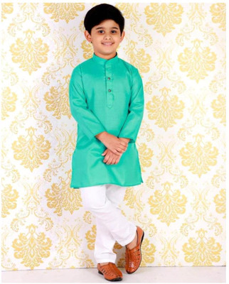 VC FASHION HUB Baby Boys Festive & Party Kurta and Pyjama Set(Green Pack of 1)