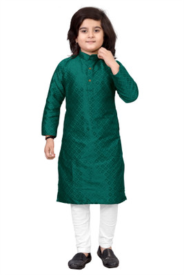 TRUST OUS Boys Wedding Kurta and Churidar Set(Green Pack of 1)