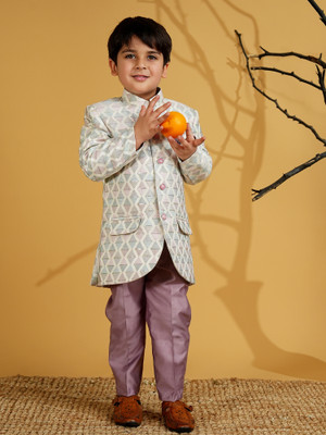 AJ Dezines Boys Festive & Party Sherwani and Churidar Set(Purple Pack of 2)