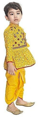TMT HUB Baby Boys Festive & Party Dhoti & Kurta Set(Yellow Pack of 1)